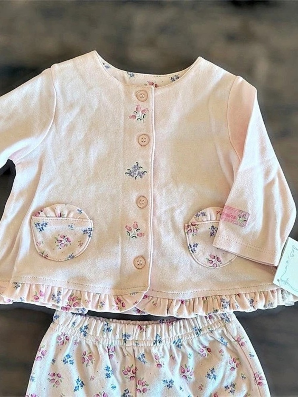 VINTAGE (2000) Vitamins Floral Ruffle Matching Set in light Pink & White Girls 3